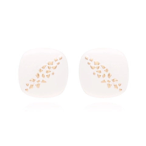 Square Stud Earrings Alloy Enamel Geometric Irregular Gold Texture Vintage Minimalist Elegant Jewelry For Women