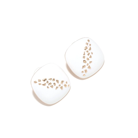 Square Stud Earrings Alloy Enamel Geometric Irregular Gold Texture Vintage Minimalist Elegant Jewelry For Women
