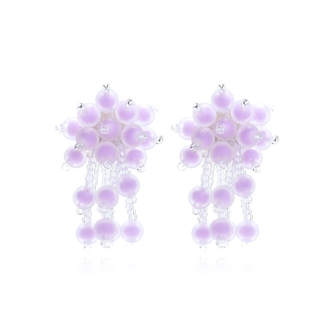 Handmade Beaded Tassel Earrings Flower Cluster Matte Resin Seed Bead Bohemians Style Drop Jewelry For Women