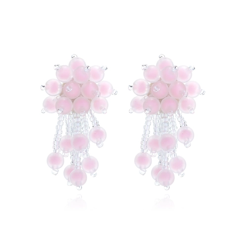 Handmade Beaded Tassel Earrings Flower Cluster Matte Resin Seed Bead Bohemians Style Drop Jewelry For Women