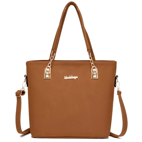 Juego De Bolsos Para Mujer Gran Capacidad Bolso De Mano Bandolera Cartera Neceser Y Llavero De Cuero PU Moda Simple Bolso De Hombro Diario