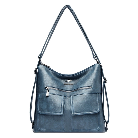 Women Large Capacity PU Leather Multi Purpose Shoulder Bag Backpack Elegant Litchi Texture Commuter Bag For Ladies
