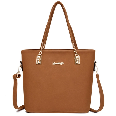 Women Large Capacity Tote Bag Handbag Crossbody Bag Wallet Makeup Bag And Keychain Set PU Leather Simple Fashion Shoulder Bag For Daily Commuting
