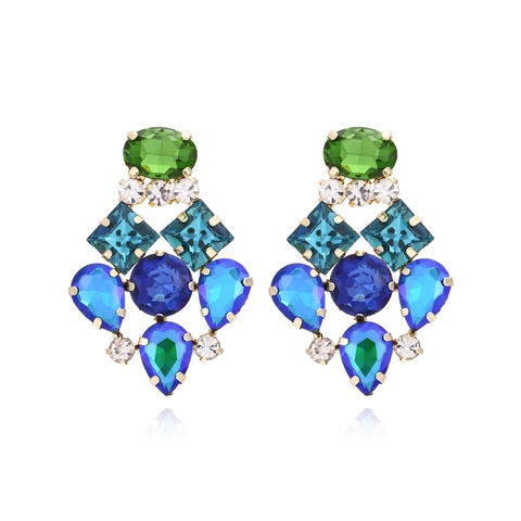 Pendientes Colgantes De Diamantes De Imitación Coloridos Aleación Geométrica Floral Joyería De Declaración Para Mujeres Estilo Bohemio Vintage