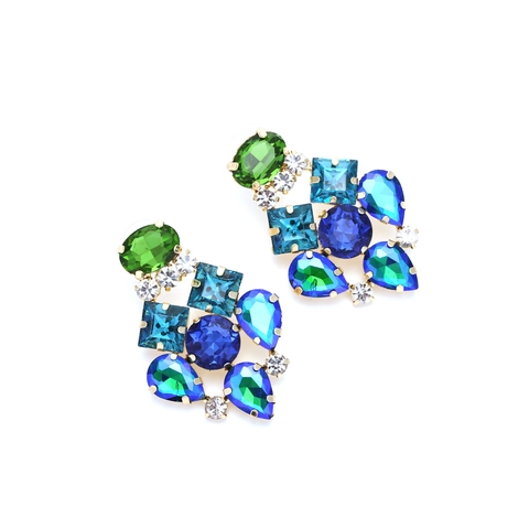 Pendientes Colgantes De Diamantes De Imitación Coloridos Aleación Geométrica Floral Joyería De Declaración Para Mujeres Estilo Bohemio Vintage