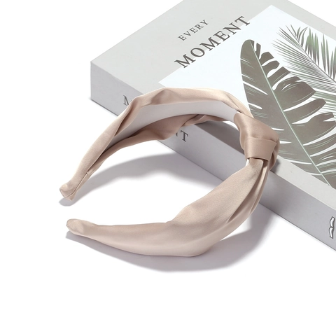 Fashion Satin Knotted Wide Headband Elegant Solid Color French Style Hair Hoop Accessory For Women