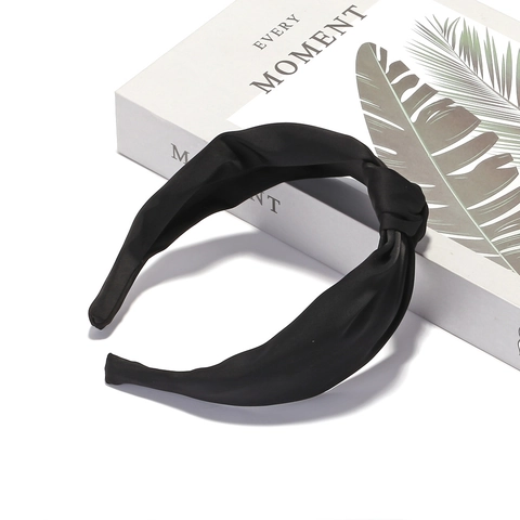 Fashion Satin Knotted Wide Headband Elegant Solid Color French Style Hair Hoop Accessory For Women