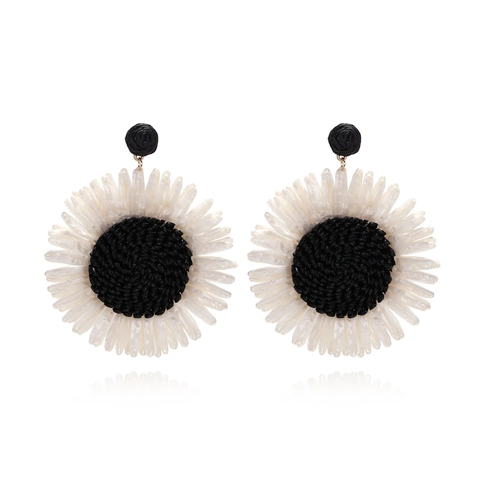 Orecchini Girasole In Rafia Intrecciata Grandi Fiori In Paglia Fatti A Mano Boho Estate Vacanze Gioielli Per Donna