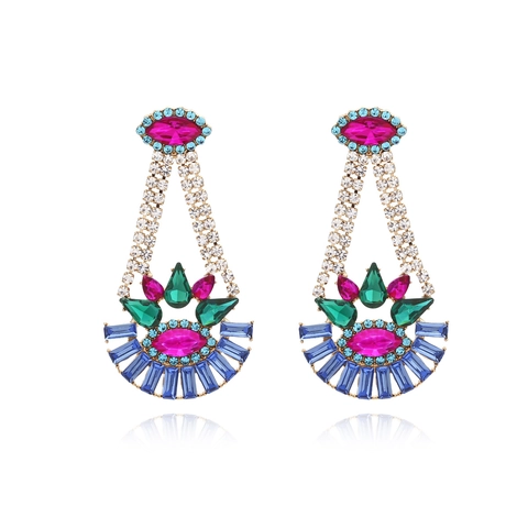 Orecchini Pendenti In Lega Con Strass Colorati Forma Goccia D'acqua Per Donna Bohemien Vintage Gioielli Da Festa