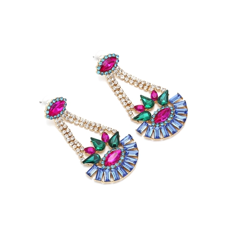 Orecchini Pendenti In Lega Con Strass Colorati Forma Goccia D'acqua Per Donna Bohemien Vintage Gioielli Da Festa