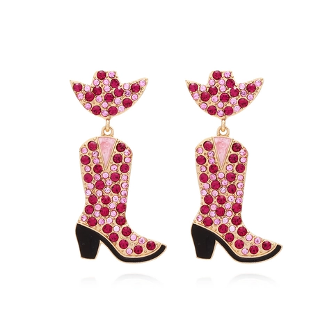 Orecchini Pendenti Cappello E Stivale Da Cowboy Western Lega Strass Smalto Gioielli Cowgirl Per Donne