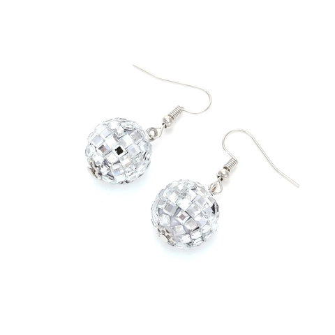 Western Fashion Disco Ball Drop Earrings For Women Silver Mirror Bead Earrings Simple Versatile Party Jewelry Accessories