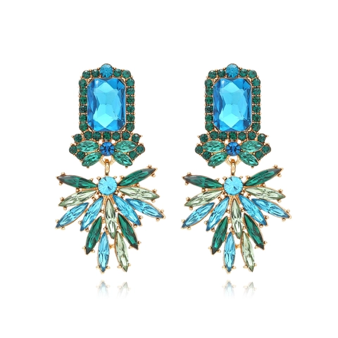 Boucles Oreilles Pendantes Fleur Vintage Alliage Avec Strass Colorés Design Pétale Bijoux Luxe Femme