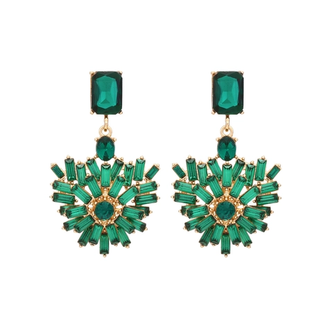 Orecchini Pendenti A Cuore In Lega Con Cristallo Di Strass Colorati Gioielli Di Lusso Bohemian Donna Accessori