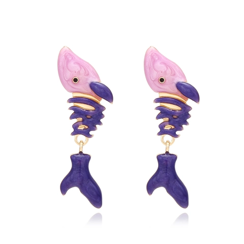 Fischgräten Hängerohrringe Legierung Emaille Tropföl Bunt Tierform Kreativer Schmuck Für Frauen Persönlichkeit Süß