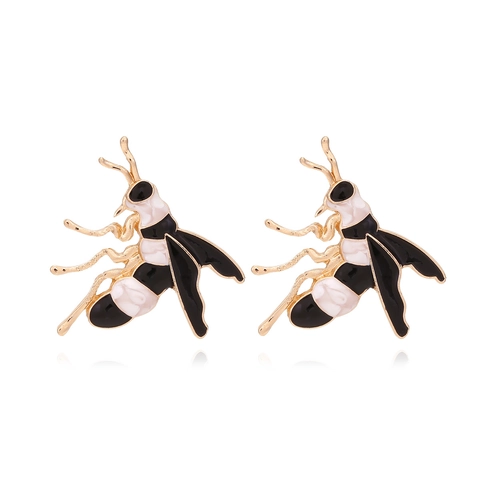 Pendientes De Abeja Esmalte Forma De Insecto Aleación Botón Joyería Animal Vintage Para Mujeres Accesorio De Moda Minimalista