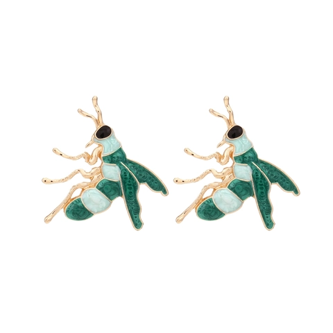 Pendientes De Abeja Esmalte Forma De Insecto Aleación Botón Joyería Animal Vintage Para Mujeres Accesorio De Moda Minimalista
