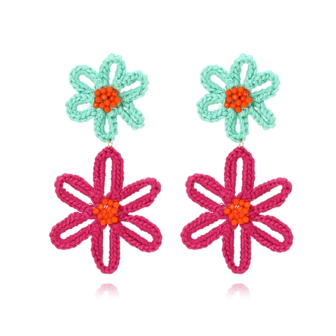 Orecchini Pendenti Fiori Uncinetto Fatti A Mano Ricamo Perline Boho Gioielli Accessorio Moda Per Donne
