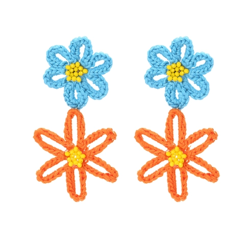 Orecchini Pendenti Fiori Uncinetto Fatti A Mano Ricamo Perline Boho Gioielli Accessorio Moda Per Donne