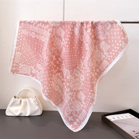 Foulard Carré Imprimé Paisley Rétro Polyester Texture Chevrons Bandana Pour Femmes Style Bohème Ethnique Élégant