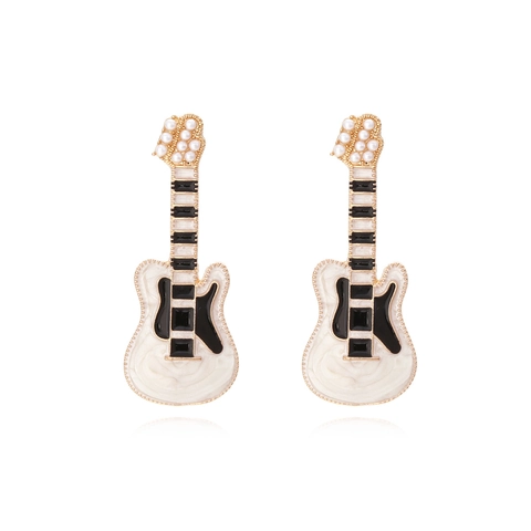 Gitarre Hängeohrringe Legierung Emaille Musikinstrument Form Mit Künstliche Perlenimitat Punk Rock Stil Für Frauen