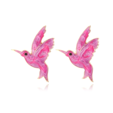 Hummingbird Stud Earrings Alloy Enamel Drip Oil Colorful Animal Fashion Bird Jewelry Women