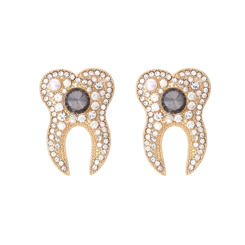 Zahnform Ohrringe Legierung Strass Künstliche Perle Kreative Neuheit Personalisierter Modeschmuck Accessoires Für Damen