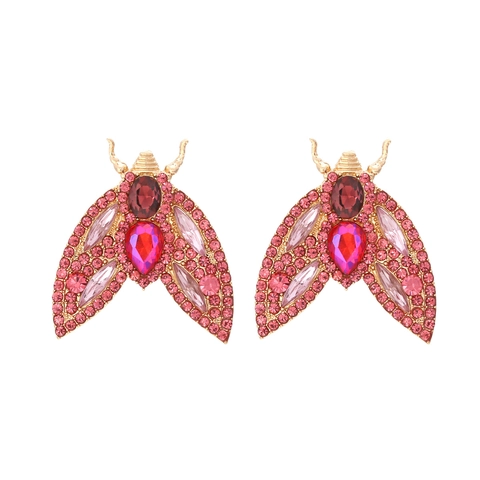 Orecchini A Goccia Insetto Strass Colorati Lega Perla Artificial Sintetica Forma Falena Coleottero Gioielli Lusso Donne