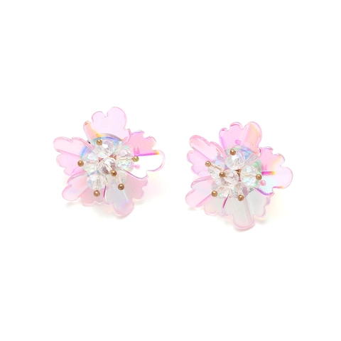 Süße Französische Irisierende Harz Blume Ohrstecker Für Damen Mit Kristallperlen Farbverlauf Handgefertigter Schmuck