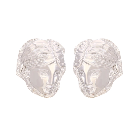 Vintage Goddess Portrait Relief Stud Earrings Alloy Human Face Irregular Edge Baroque Style Fashion Jewelry For Women