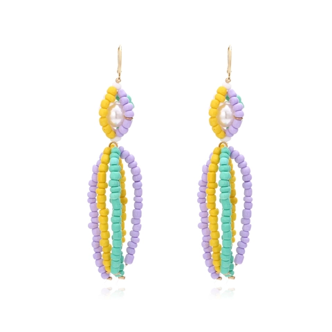 Boho Kralen Kwastje Oorbellen Voor Vrouwen Handgemaakte Kleurrijke Zaadkralen Hanger Oorbellen Met Kunstparelimitatie Sieraden