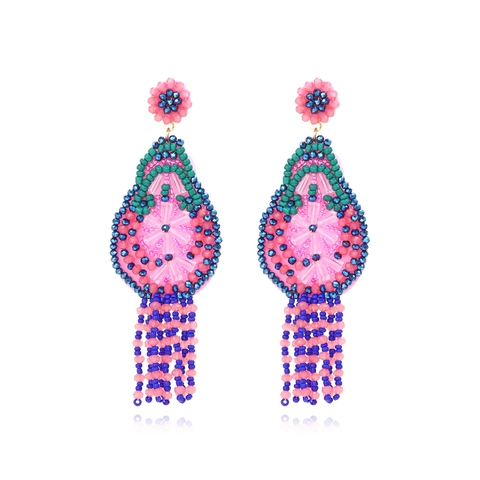 Orecchini A Nappa Con Perline Bohemien Fatti A Mano Cristallo Artificiale Colorato Fiore Goccia D'acqua Per Donne Esotico