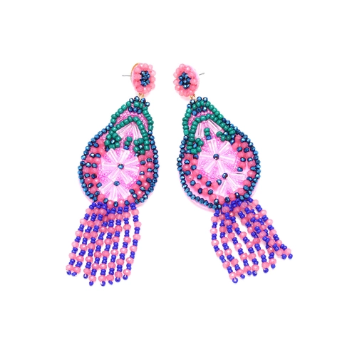 Orecchini A Nappa Con Perline Bohemien Fatti A Mano Cristallo Artificiale Colorato Fiore Goccia D'acqua Per Donne Esotico