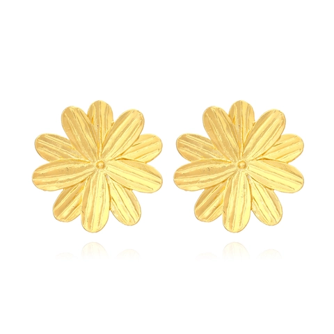 Large Flower Stud Earrings Alloy Textured Layered Petal Vintage European American Fashion Jewelry For Women