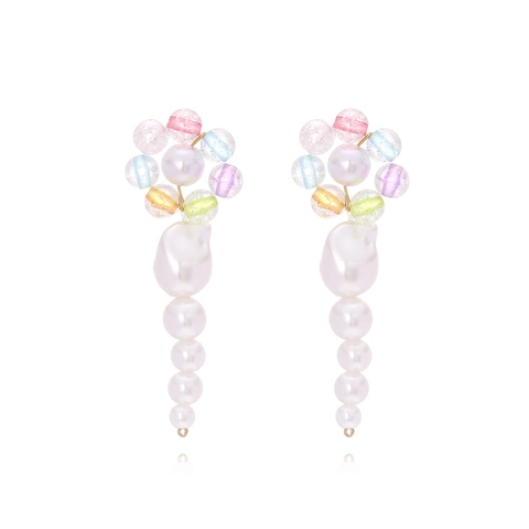 Orecchini Pendenti Con Nappa In Künstliche Perle Imitazione E Perline Acriliche Floreali Gioielli Stile Barocco Per Donna