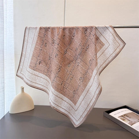Sciarpa Quadrata Con Stampa Paisley Vintage Da Donna Poliestere Effetto Raso Satinato Motivo A Spina Di Pesce Testa
