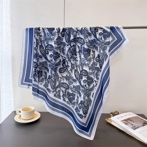Paisley Print Square Scarf Faux Satin Polyester Retro Neck Wrap Hair Bandana Elegant Headband Accessory Women