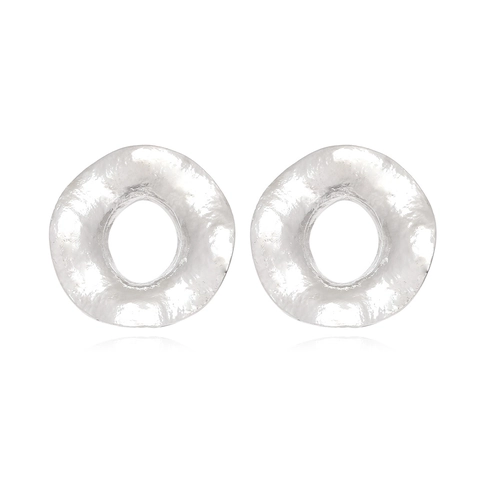 Orecchini A Lobo Circolari Martellati Lega Di Zinco Vintage Metallo Tono Argento Gioielli Per Donna