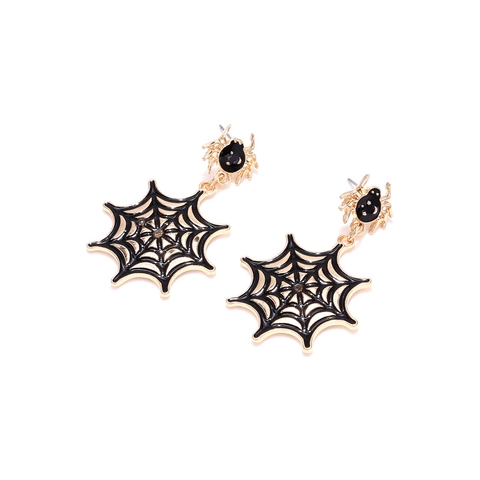 Pendientes De Halloween Telaraña Araña Aleación De Zinc Esmalte Gótico Punk Estilo Oscuro Joyas De Declaración Para Mujeres