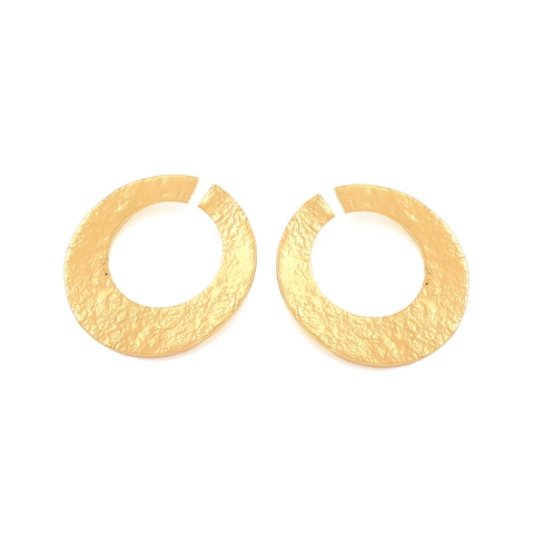 Pendientes De Aro Grandes Textura Martillada Retro Geométricos Forma C Aleación Chapada Oro Mujeres Accesorios Moda