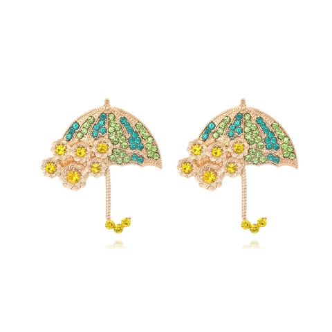 Orecchini A Ombrello Lega Zinco Strass Colorati Dettaglio Fiore Gioielli Alla Moda Vintage Per Donne