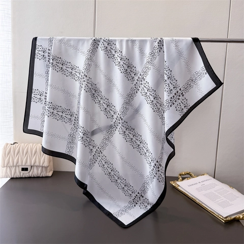 Women Large Square Scarf Imitation Satin Satin Paisley Floral Print Elegant Vintage Hair Head Wrap Neck Kerchief
