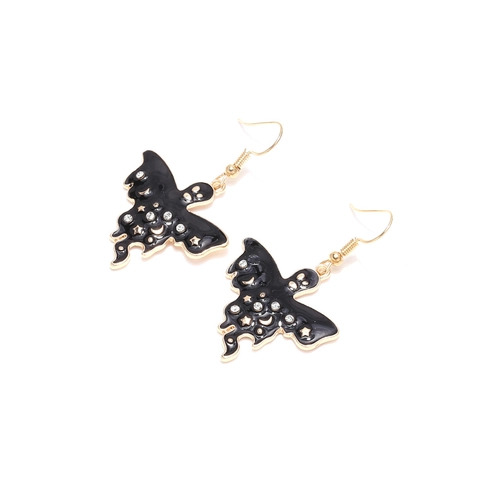 Ghost Drop Ohrringe Legierung Emaille Stern Mond Muster Gothic Halloween Schmuck Für Frauen Schwarz Goldton