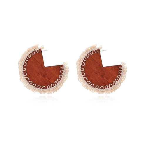 Böhmische Handgefertigte Holz Gewebte Quasten Ohrhänger Geometrische Ethnische Retro Modeschmuck Für Frauen