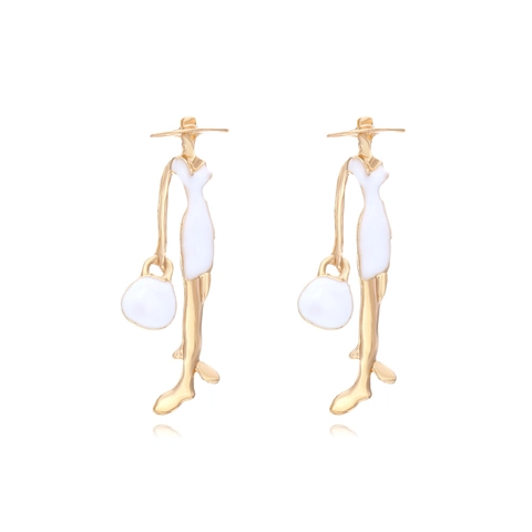 Pendientes De Botón Con Figura Femenina Abstracta Aleación Esmalte Moda Silueta Pendientes Colgantes Joyería Creativa Para Mujer