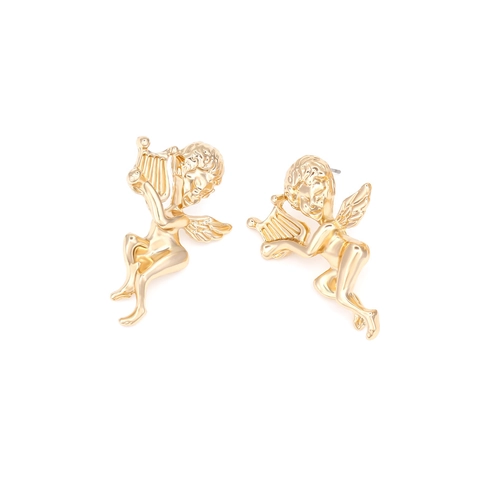 Pendientes De Ángel Cupido Arpa Aleación Chapado En Oro Estilo Barroco Retro Joyas De Moda Para Mujeres Niñas