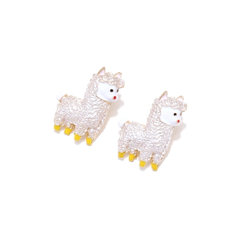 Alpaca Stud Earrings With Stainless Steel Earring Post Cute Enamel Cartoon Animal Jewelry For Women Girls
