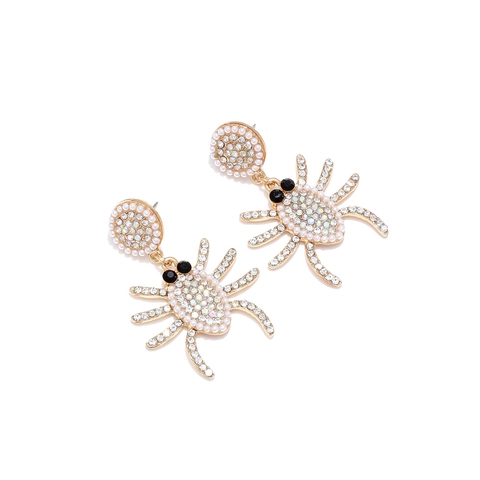 Orecchini Pendenti A Forma Di Ragno Lega Con Strass E Perla Artificial Sintetica Gioielli Gotici Halloween Per Donne