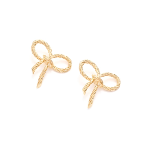 Schleifenstecker Ohrringe Legierung Gedrehte Textur Geflochtenes Design Vintage Modeschmuck Goldton Für Damen