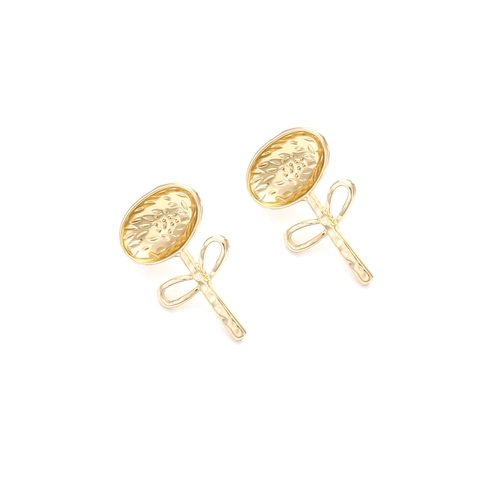 Vintage Blumen Ohrstecker Gehämmert Gold Zinklegierung Blumendesign Mit Schleife Minimalistischer Retro Schmuck Für Damen